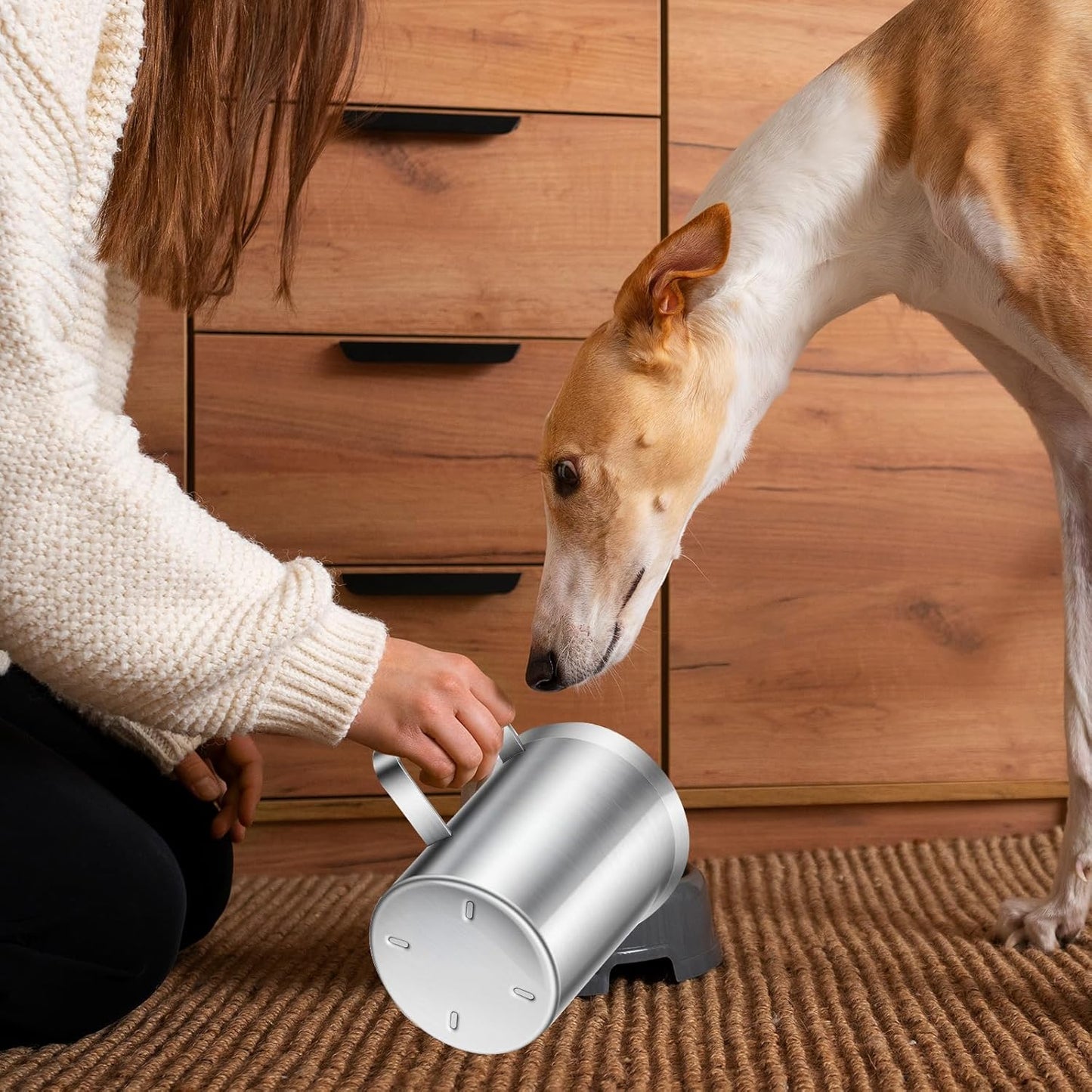 2 Cup Dog Food Scoop 304 Stainless Steel Dog Food Measuring Cups Pet Food Measuring Cups Scoop for Dog,Cat or Bird Food, Injection Molded and Dishwasher Safe