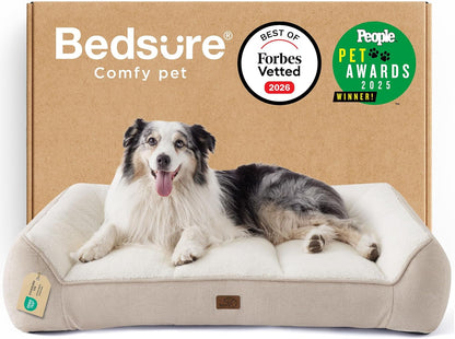 Bedsure SupportMax™ XL Pro Orthopedic Dog Beds Large Sized Dog - Extra Thick Supportive Dogs Couch with Waterproof Washable Cover, Extra Large Comfort Pet Sofa with Sherpa & Nonskid Bottom, Grey, 45"