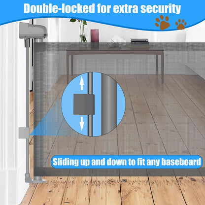 2 Pack Short Dog Gate Pet Gates Puppy Gate 14" H 59" Wide Step Over Pet Fence, Mesh Retractable Indoor Outdoor Expands Up to 59 Inches Small Dog Gates for Doorways Stairs