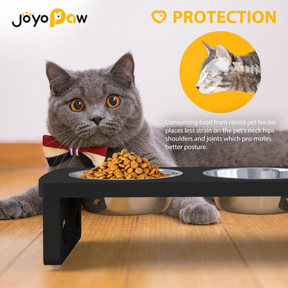 Elevated Dog Bowls, Bamboo Raised Dog Bowl for Medium Dogs, with 2 Stainless Steel Bowls (7'' Tall-40 oz Bowl)
