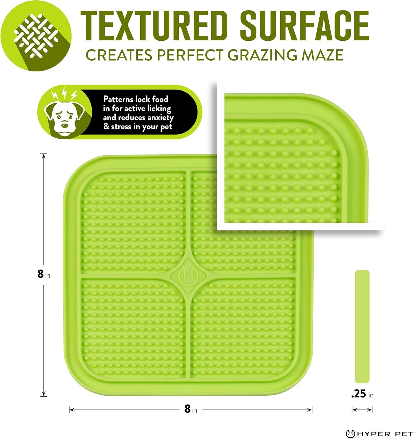 Hyper Pet IQ Treat Lick Mat for Dogs & Cats | Dog & Cat Slow Feeder & Enrichment Toy | Made in USA