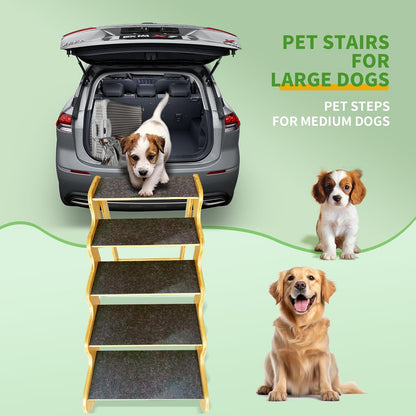 Dog Stairs for Small Dogs,3-Step Bamboo Wooden Dog/Pet/Cat Steps Ramp for Couch Sofa,Bed and Car, Can Support Weighing Up to 160 LB,