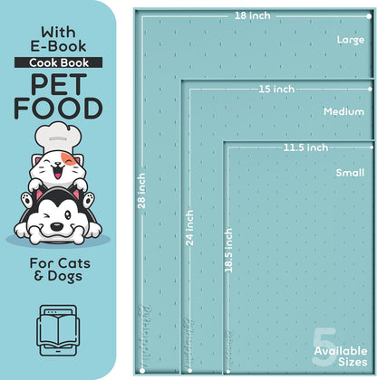 Dog Food Mat - Raised Edges Dogs Mat for Food and Water Prevent Spill, Waterproof Cat Food Mats Protect Floors, Easy Clean Dog Bowl Mats for Food and Water, Silicone Pet Feeding Placemats
