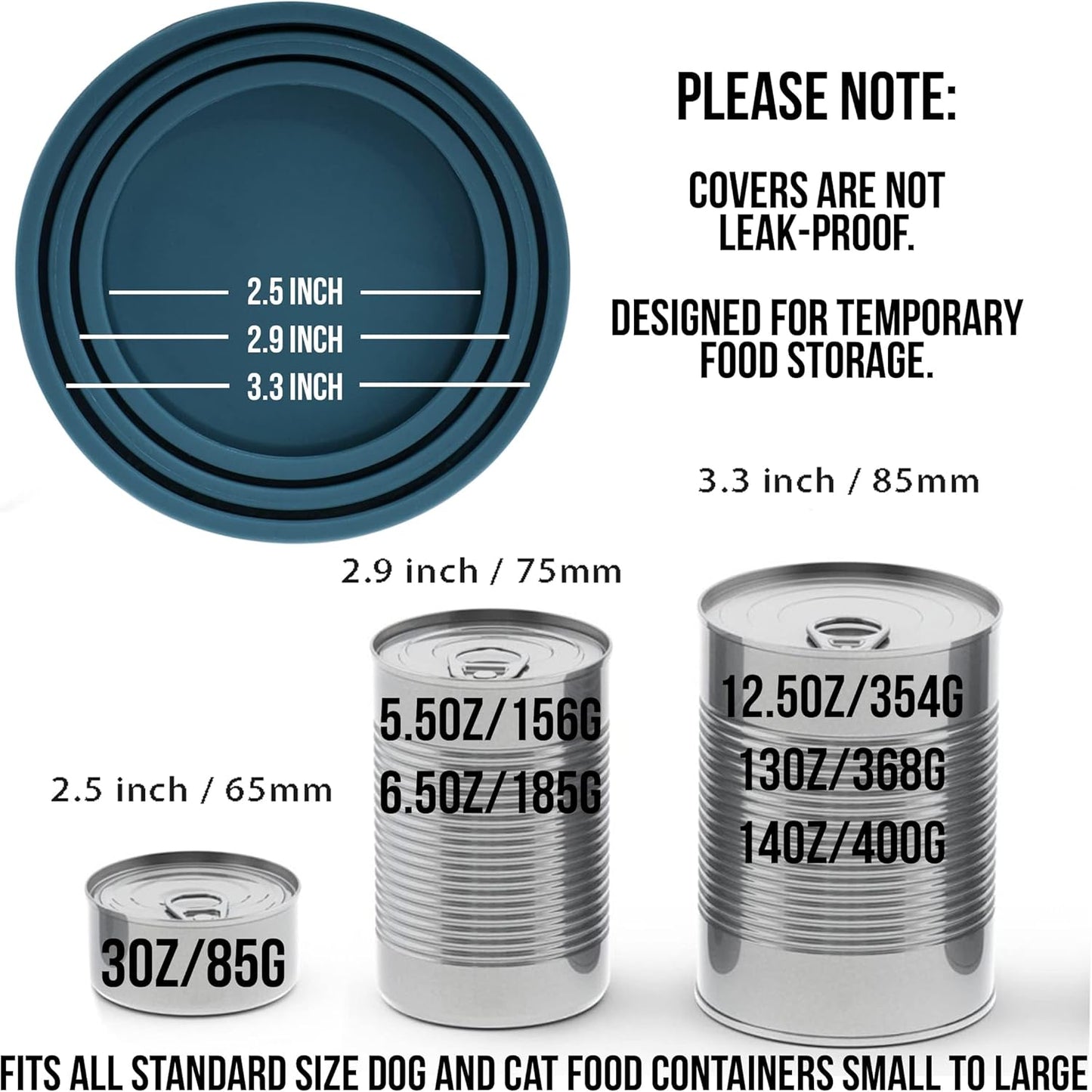 OHMO 2 Pack Dog Food Can Lids, (3, 12, 14oz etc.) Universal Size BPA Free Silicone Covers for Cat and Pet Food, Light Green