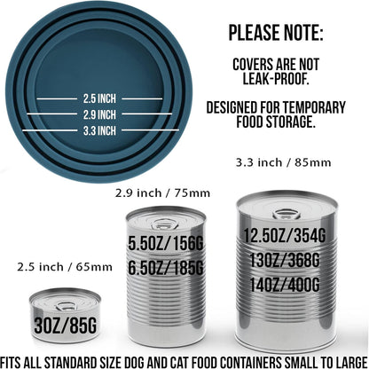 OHMO 2 Pack Dog Food Can Lids, (3, 12, 14oz etc.) Universal Size BPA Free Silicone Covers for Cat and Pet Food, Light Green
