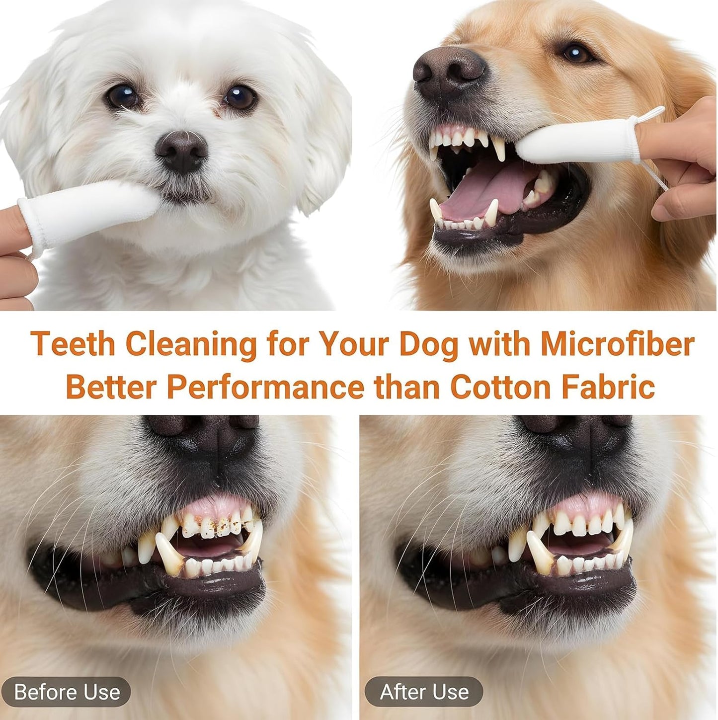 10Pcs Microfiber Soft Dog Tooth Brushing Kit Dog Finger Toothbrush Pet Dental Finger Brush Dogs Cat Teeth Cleaning & Care, Remove Plaque and Tartar