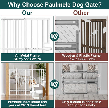 10-Second Quick Install Pressure Mounted Dog Gate for Pets and Kids,Adjustable 29'' to 43'' Wide Metal Pet Gate for Doorways Stairs,No Drilling,Expandable,30'' Tall Indoor Portable Safety Baby Gate