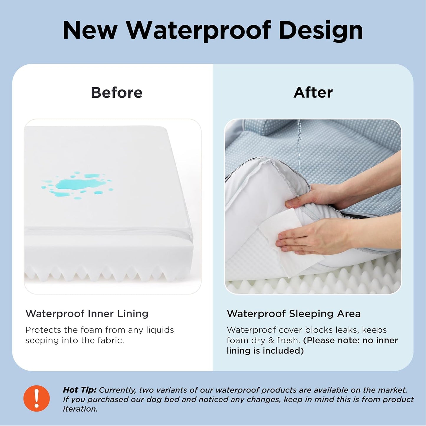 Bedsure Orthopedic Dog Bed Medium Size Dogs - Washable Small Medium Dog Cat Bed Waterproof, Comfort Cats Couch Sofa with Washable Removable Cover, Pets Bed with Nonskid Bottom, Grey, 28"