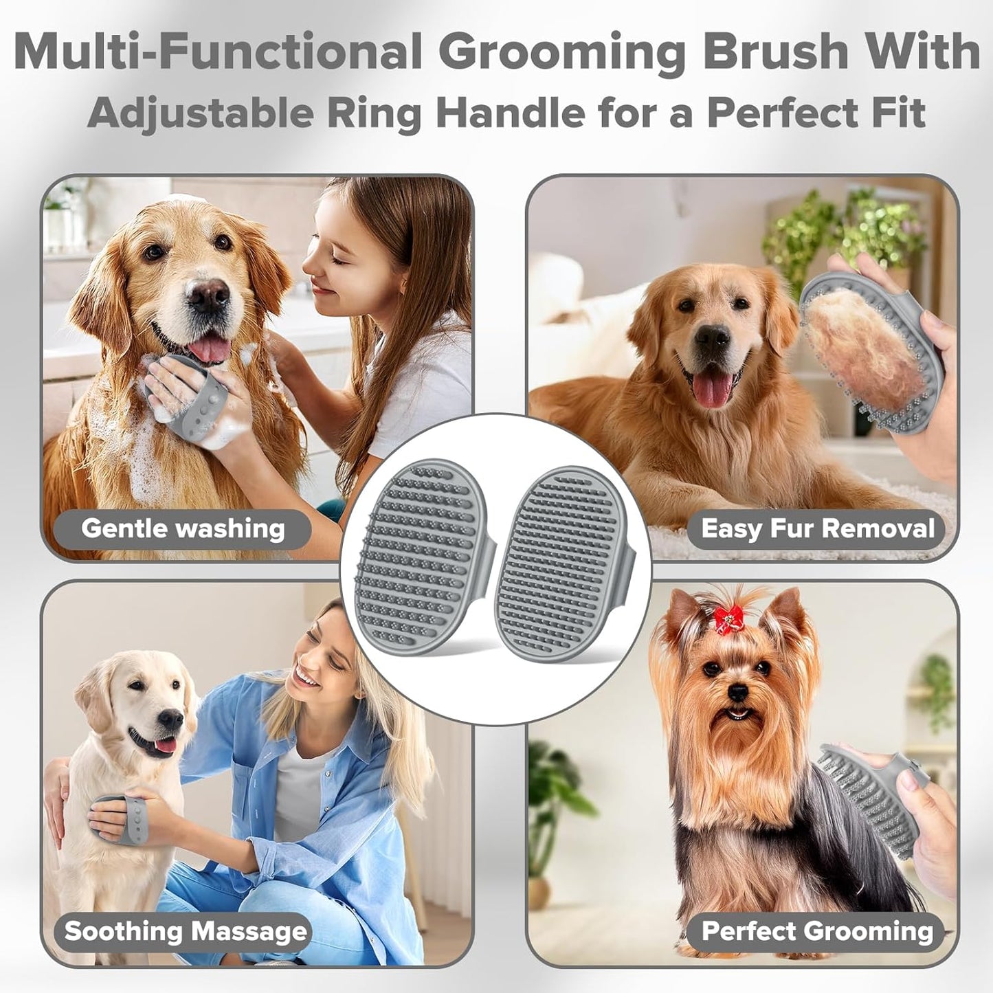 Augwind 6PCS Pet Grooming Kit for Dogs, Cats and Horses | Dog Washing Gloves | Cleanroom Gloves | Dog Bath Brush | Dog Bath Gloves | Dog Shampoo Brush | Dog Bath Supplies (Navy Blue)