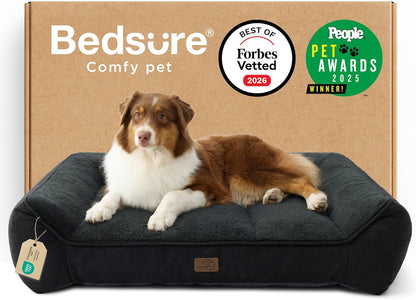 Bedsure SupportMax™ XL Pro Orthopedic Dog Beds Large Sized Dog - Extra Thick Supportive Dogs Couch with Waterproof Washable Cover, Extra Large Comfort Pet Sofa with Sherpa & Nonskid Bottom, Grey, 45"