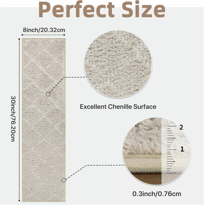 sarben Non Slip Stair Treads for Wooden Steps 15PCS - 8"x30" Indoor Safety Carpet, Edging Mats with TPE Adhesive Backing, Pet and Elderly Friendly Stair Rugs (Taupe) - Colors B