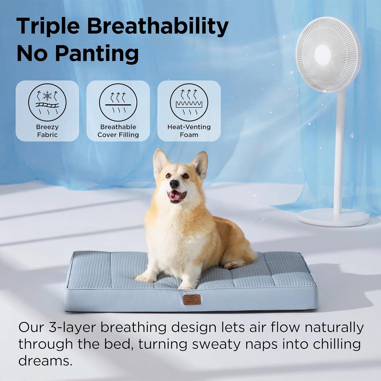 Bedsure Dog Beds Large Sized Dog - Comfy Flat Pet Beds with Removable Washable Cover, Orthopedic Egg Crate Foam Puppy Mat, Suitable for Pet Up to 65 lbs