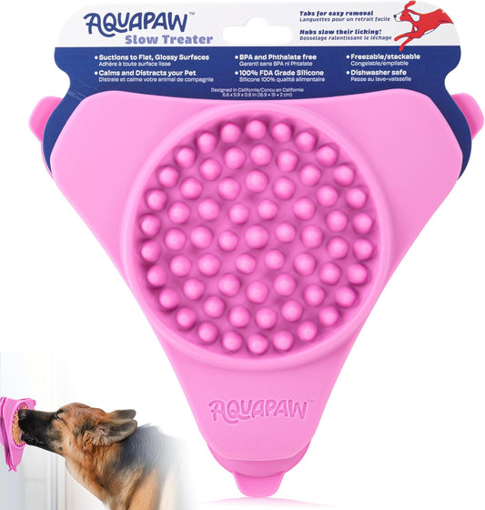 Aquapaw Lick Mat for Dogs 2-Pack, Suction Cup Dog Slow Feeder Pad & Licking Mat for Peanut Butter Treats – Calming Dog Bathing Aid, Stress Relief & Mental Stimulation for All Breeds - Pink