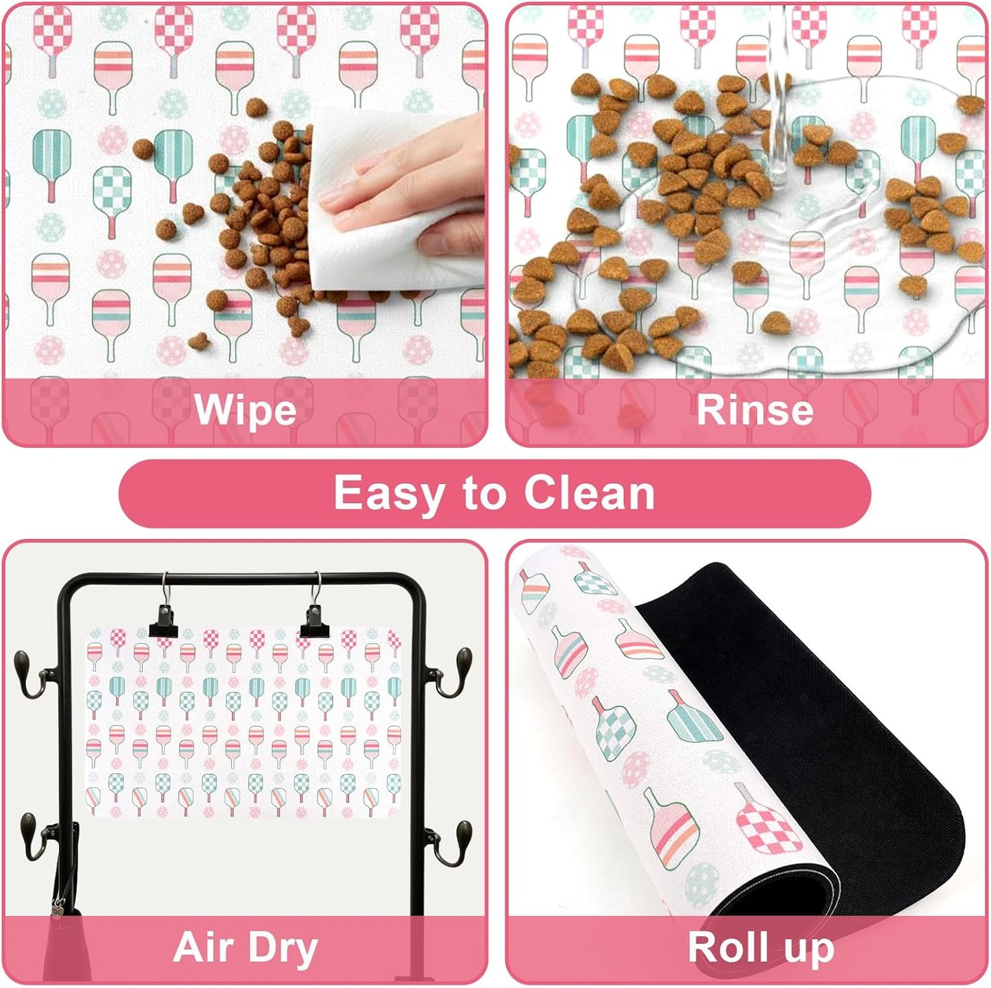 Dog Food Mats for Floors Waterproof Mat for Cat Food and Water Bowls - Absorbent Quick Dry Non Slip Mat for Pet Feeding