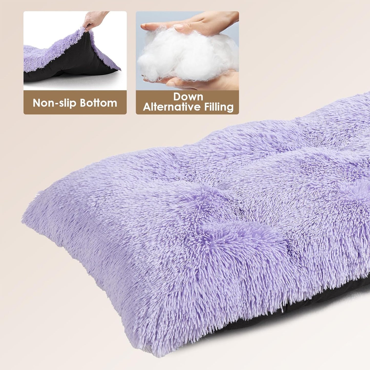 EHEYCIGA Fluffy Dog Crate Bed for Medium Dogs, Plush Faux Fur Crate Pad, Calming Anti Anxiety Medium Dog Bed, Washable Soft Warm Crate Mat with Non-Slip Bottom