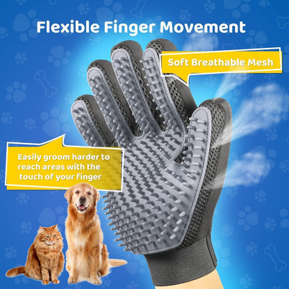 Pet Hair Remover Glove - Gentle Pet Grooming Glove Brush - Deshedding Glove - Massage Mitt with Enhanced Five Finger Design - Perfect for Dogs & Cats with Long & Short Fur - 1 Pack (Right-hand), Green