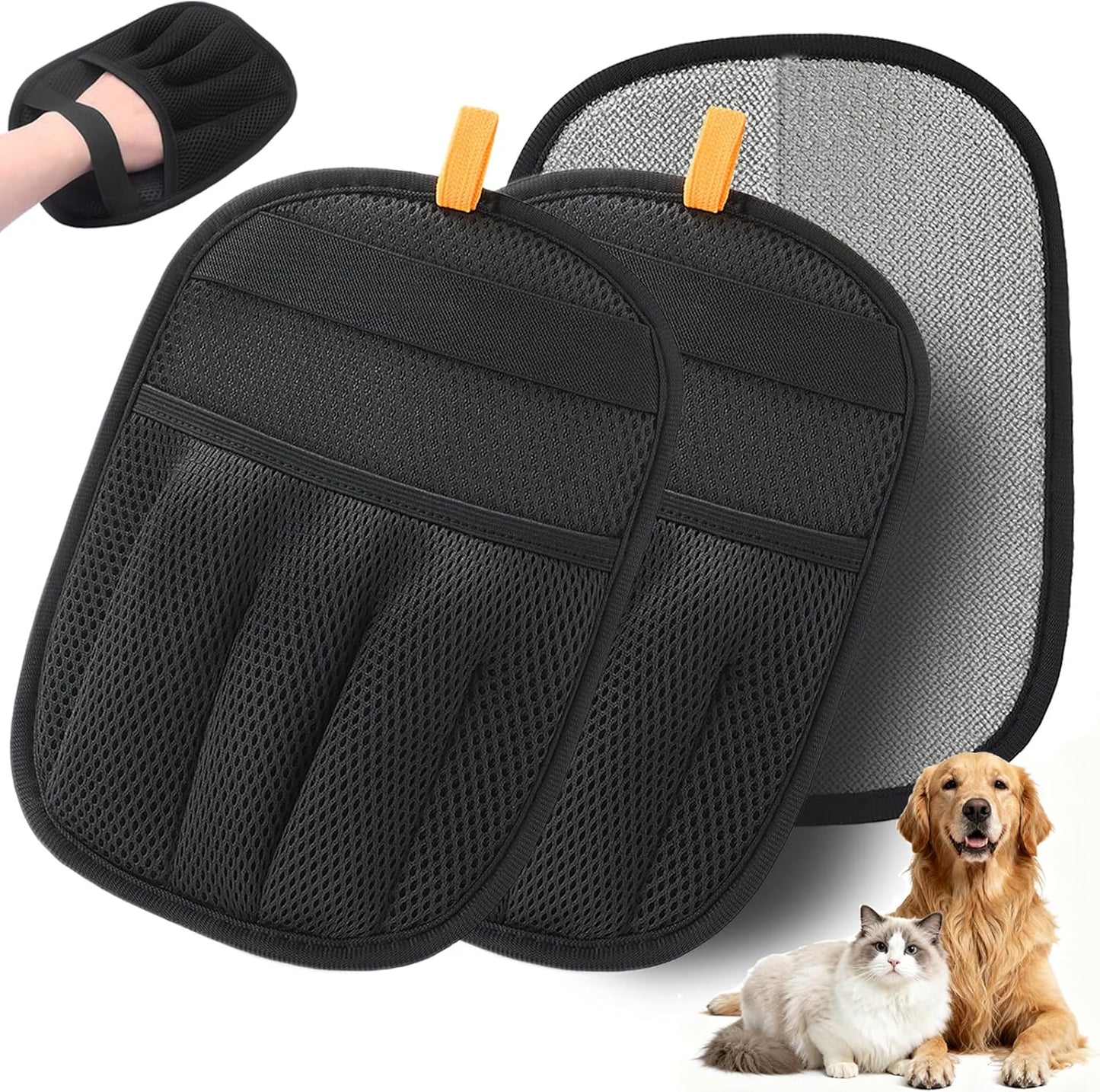 AUBELL Pet Hair Removal Glove for Dogs & Cats,2025 Upgrade Five-Finger Electrostatic Magic Brush,Animal Fur Removal Tool,Reusable Efficient Pet Hair Remover for Couch,Carpet,Clothes（1Pcs,Black）