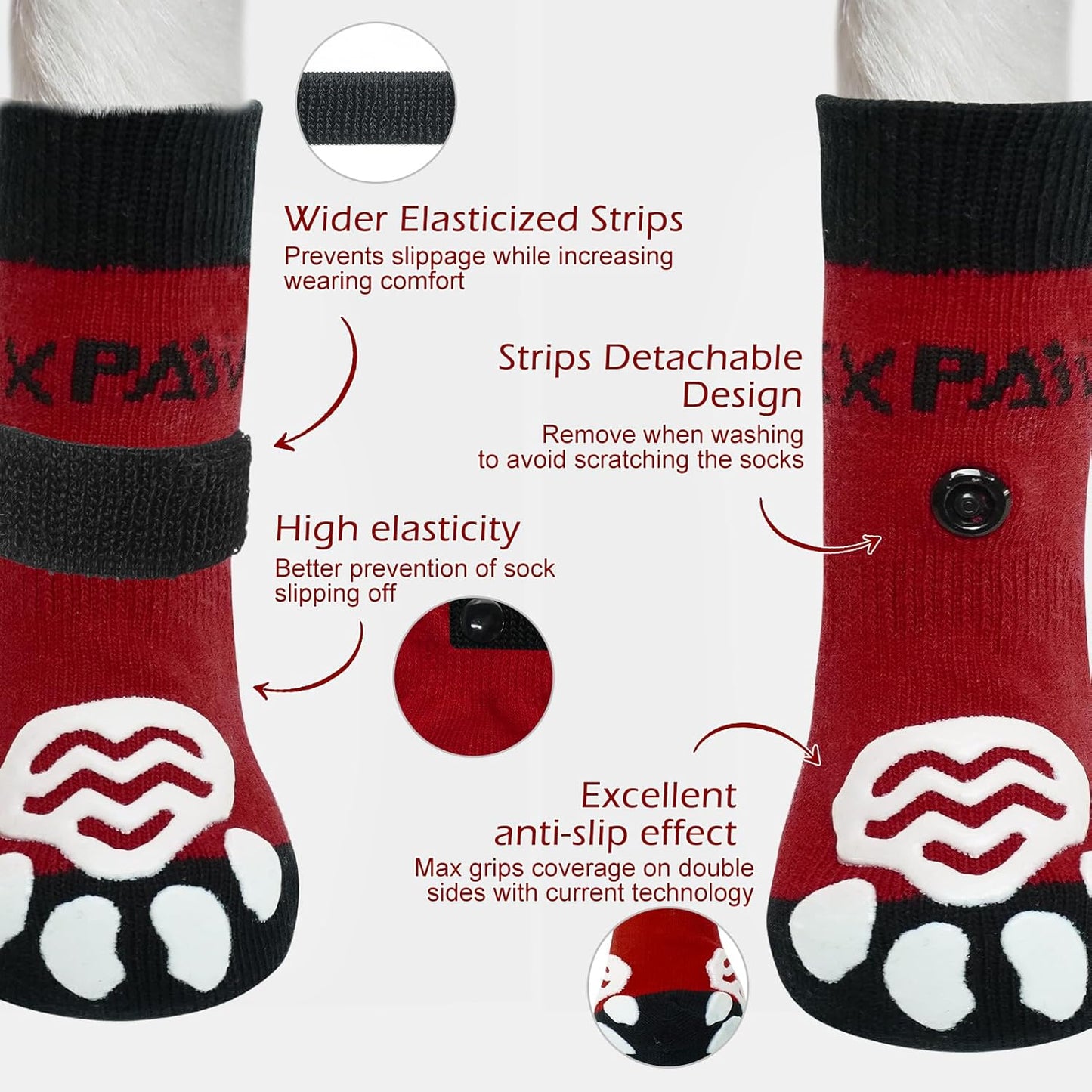 EXPAWLORER 6Pcs Anti-Slip Dog Socks to Prevent Licking Paws,Dog Shoes for Hot Pavement,Dog Booties Traction Control on Hardwood Floor,Boots & Paw Protectors, for Puppy Small Medium Large Senior Dogs