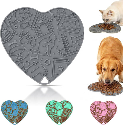 Cat & Dog Slow Feeder Puzzle Toy — Interactive Cat Puzzle Feeder Bowl, Dog Puzzle Feeder, Dog Lick Mat, Mental Stimulation Toy for Indoor Cats & Dogs, Anti-Gulp, Fun & Durable Heart Shape(Pink)