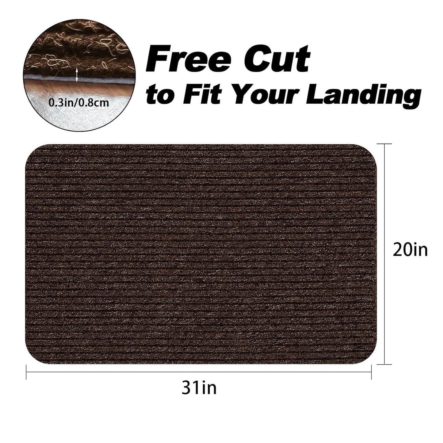 Stair Treads for Wooden Steps Carpet, Non-Slip Stair Runner Indoor Outdoor Stair Tread Mats Covers Pads, 19" x 31"Matching Landing Step Runner for Elders, Kids and Dogs (19" x 31", Black)