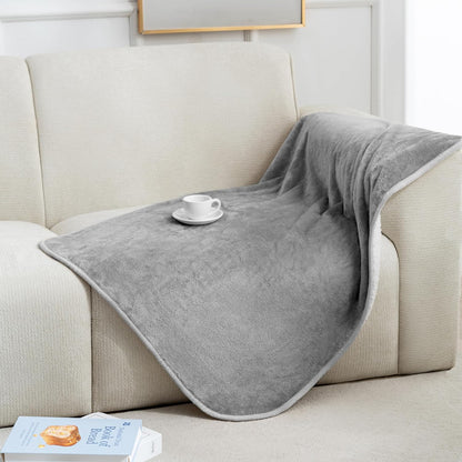 gogobunny Waterproof Blanket for Bed Couch Sofa, Liquid Pee and Fur Proof Pet Blanket for Dog Puppy Cat, Reversible Sherpa Fleece Throw Blanket Furniture Cover Protector (Grey, 50x60 inches)