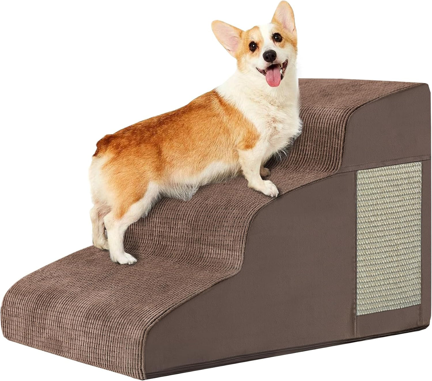 Dogs Steps for Bed, Dog Stairs for Small Dogs, 2-Step Dog Ramp for Bed, Couch, Sofa, and Chairs, Non-Slip Bottom Design, Cat Scratching, High Density Foam Portable Pet Step, Indoor, Grey