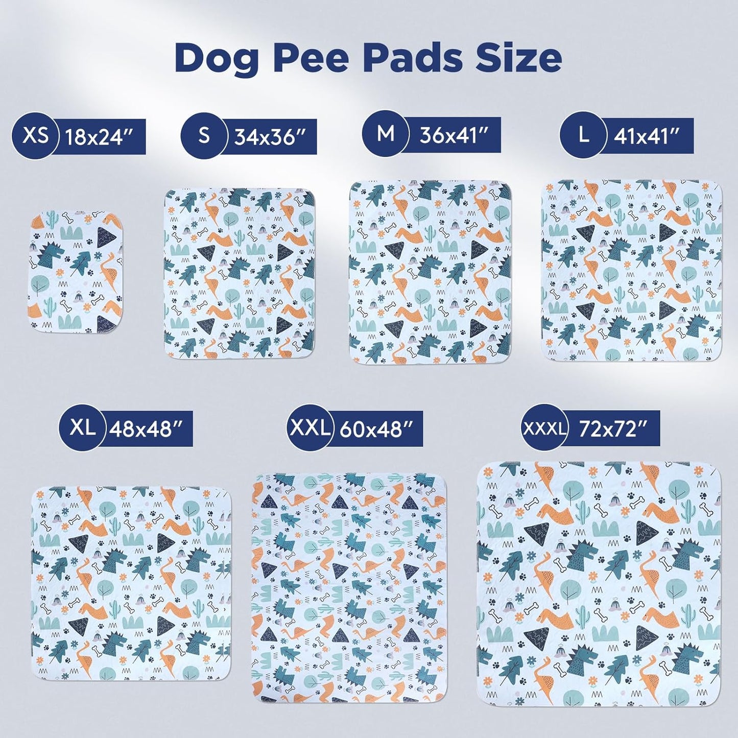 Washable Pee Pads for Dogs, 2 Pack Large 36"x41" Super Absorbent Reusable Dog Training Pads, 100% Waterproof Non-Slip Puppy Whelping Dog Playpen Indoor Pads Mat Pet Supplies