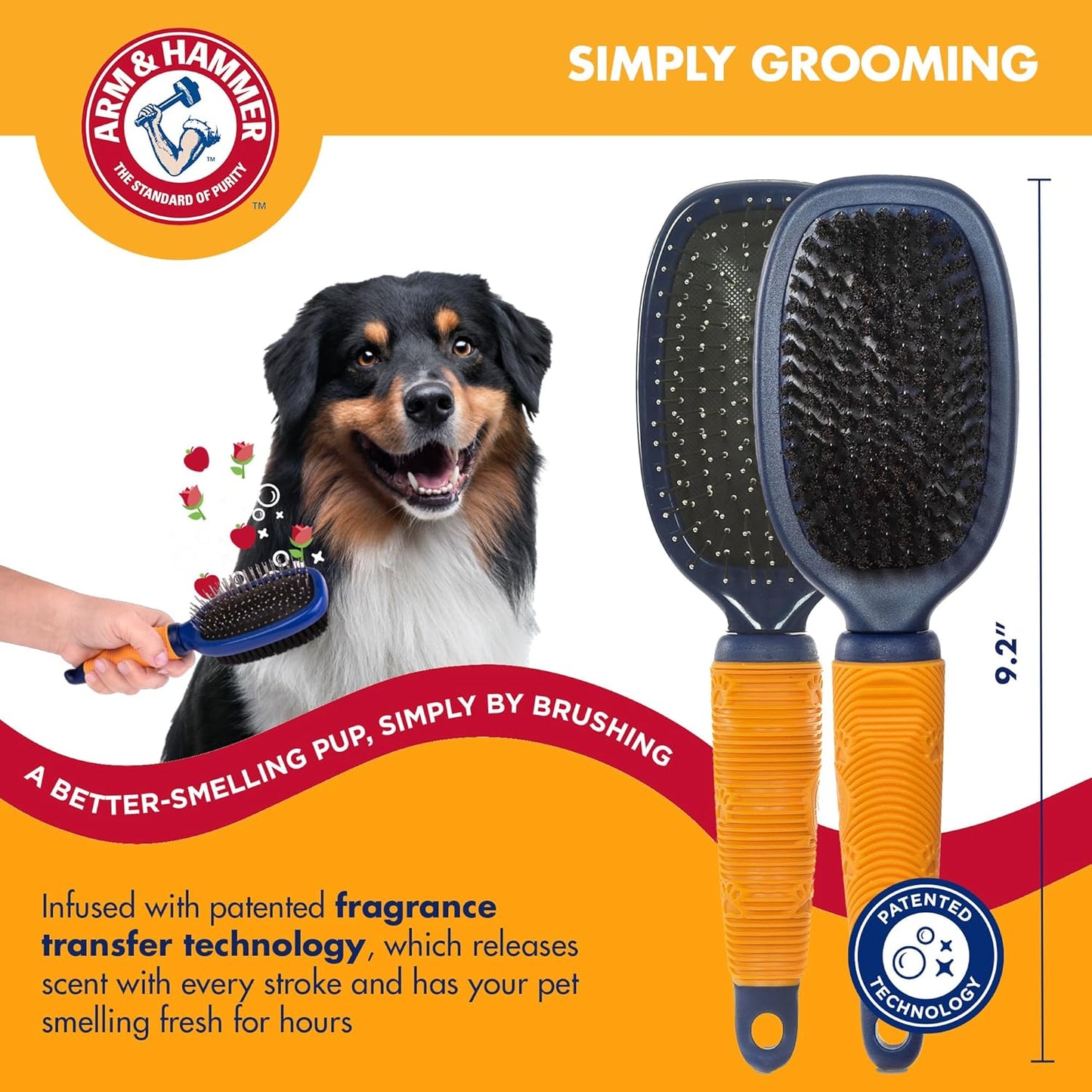 Arm & Hammer Deodorizing Dog Grooming Comb, Fragrance Transfer Technology with Baking Soda, Fine & Standard Teeth for Detangling & Flea Removal, Dematting Tool for Dogs, Sweet Apple & Rose Scent