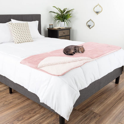 Waterproof Pet Blanket - 50x60-Inch Reversible Sherpa Fleece Throw Protects Couches, Cars, and Beds from Spills, Stains, and Fur by PETMAKER (Gray)
