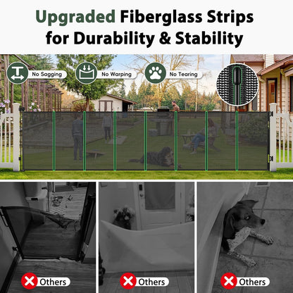 250" Reinforced Extra Wide Baby Gate Retractable Dog Gate, 21ft Extra Long Baby Gate Retractable Gates for Dogs, 48" Extra Tall Pet Gate Retractable Fence Outdoor Gate for Deck/Garage/Patio, Black