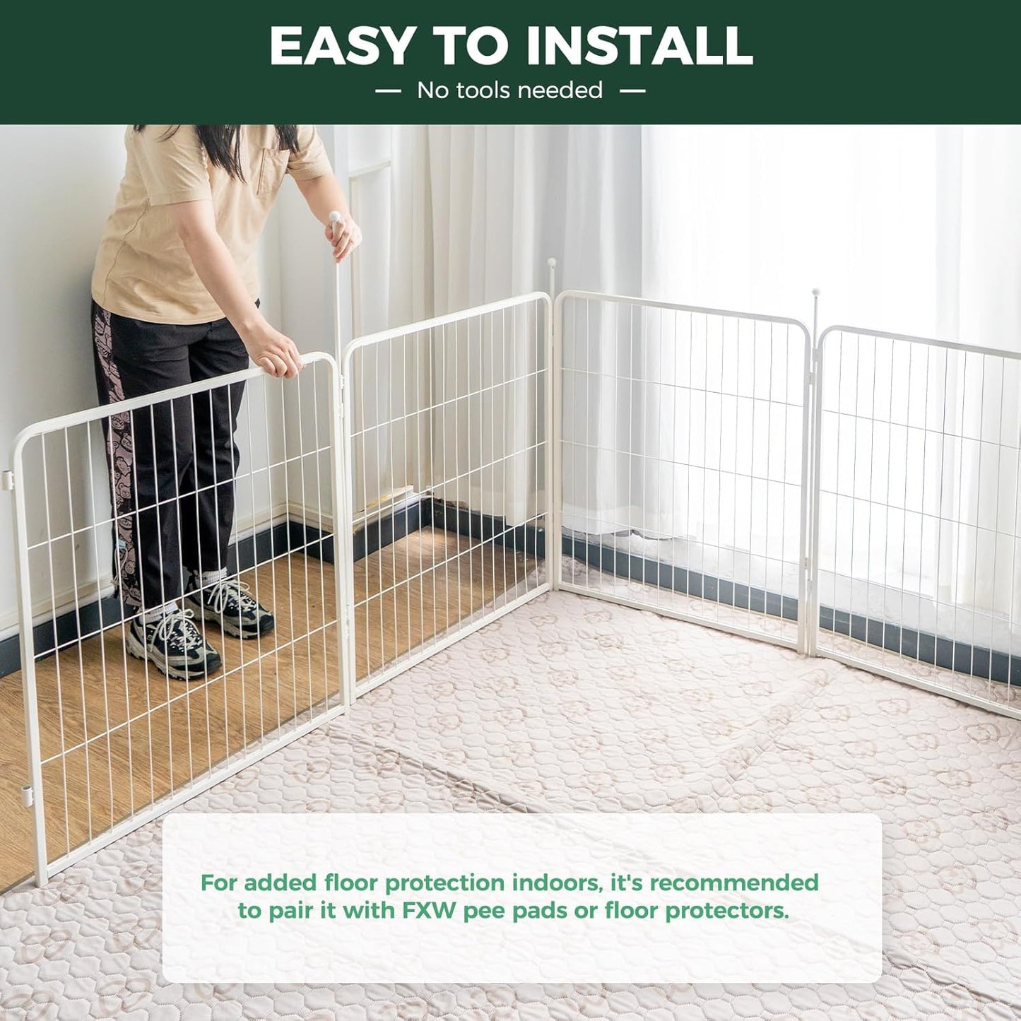 FXW Rollick Unleashed Dog Playpen for Indoor, Yard, RV Camping, 24 inch 8 Panels for Small and Puppy Dogs, Black│Patented