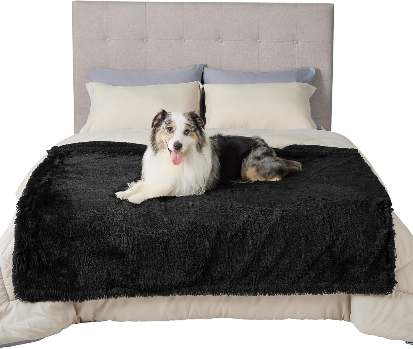 Bedsure Dog Blankets for Large Dogs, Fluffy Waterproof Dog Blanket for Couch Protector and Bed Washable, Fuzzy Faux Fur Pet Throw Blankets for Calming, Dog Accessories, XL, 50×60 inch, Tie-dye Grey
