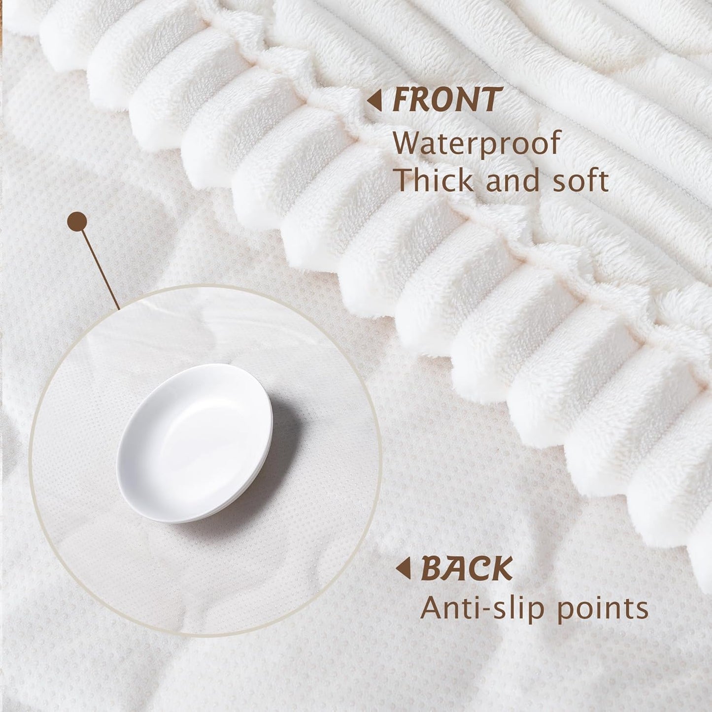 PuTian 100% Waterproof Fuzzy Couch Cover for Dogs Washable Non-Slip Furniture Cover Pet Friendly Dog Mat for Couches and Sofas White 27.6''x59'' 70cmx150cm