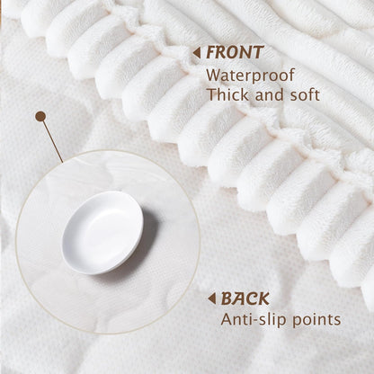 PuTian 100% Waterproof Fuzzy Couch Cover for Dogs Washable Non-Slip Furniture Cover Pet Friendly Dog Mat for Couches and Sofas White 27.6''x59'' 70cmx150cm