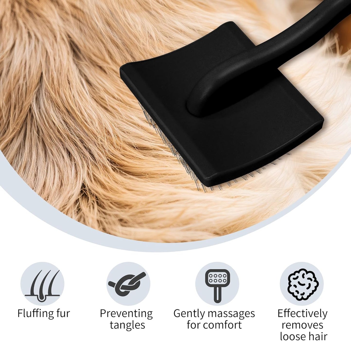 Pet Slicker Brush for Long & Short Hair - Detangling Tool for Dogs & Cats - 135° Angled Stainless Steel Pins, Curved Handle - Gentle Grooming for Small/Medium/Large Breeds (Lavender)