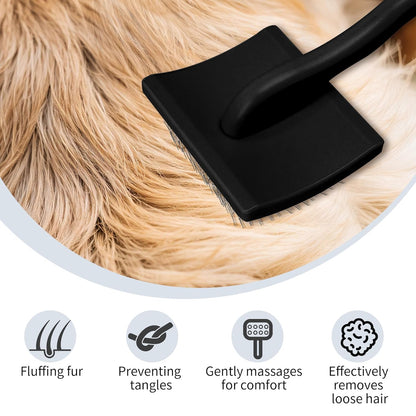 Pet Slicker Brush for Long & Short Hair - Detangling Tool for Dogs & Cats - 135° Angled Stainless Steel Pins, Curved Handle - Gentle Grooming for Small/Medium/Large Breeds (Lavender)