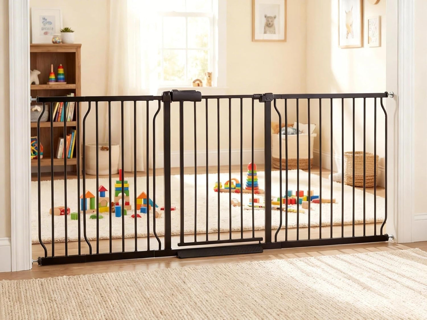24-29 Inch Narrow Baby Gate, Pressure Mounted No Drilling Dog Gate for Stairs & Doorways, White Metal Safety Gate Indoor for Kids and Pets