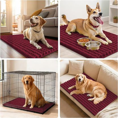 Smiry Dog Door Mat for Muddy Paws 30x20, Extra Soft Absorbent Chenille Doormat, Trap Moisture and Dirt, Non-Slip Machine Washable Front Door Mat for Indoor Entrance Inside Floor, Grey