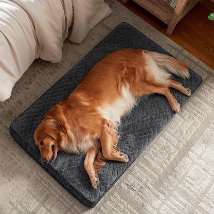 JOEJOY XL Dog Beds Large Sized Dog, Orthopedic Big Dogs Crate Bed with Washable Removable Cover, Extra Thick Egg-Crate Memory Foam Pet Beds up to 80 lbs, Grey, 41"x27"