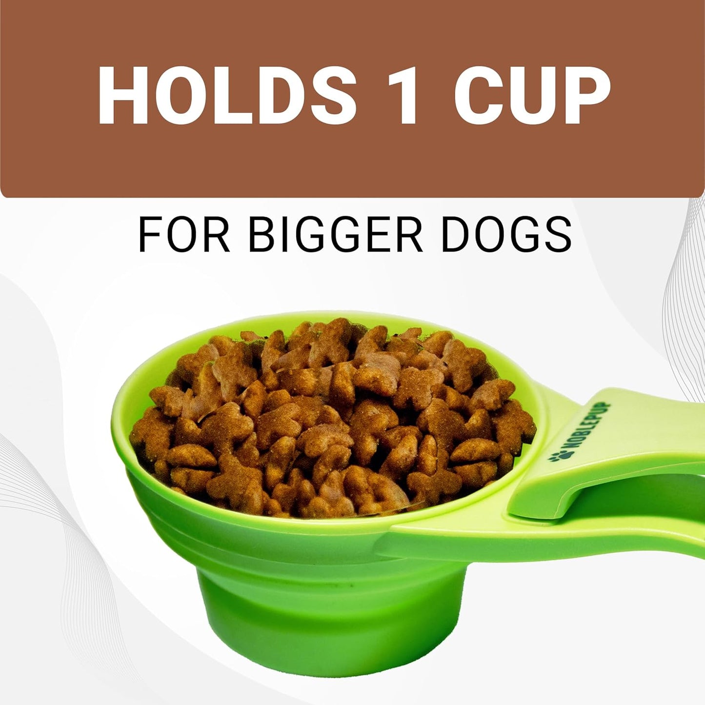 MeasureMate Pet Food Scoops with Bag Clip for Dog and Cat - 3-in-1 Multi-Function Collapsible Food Measuring Cup - 1 Cup Capacity, 8oz, Green - Dishwasher Safe