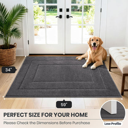 PURRUGS Dirt Trapping Door Mat 32" x 47", Non-Slip/Skid Machine Washable Entryway Rug, Dog Doormat, Super Absorbent Welcome Mat for Muddy Wet Shoes and Paws, Grayish Brown