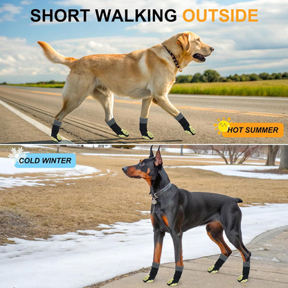 BEAUTYZOO Anti Slip Dog Socks to Prevent Licking Paws, Dog Shoes for Cold Winter Snow, Double Sides Dog Boots & Paw Protectors Booties for Hardwood Floors with Grippers Large Medium Small Senior Dogs