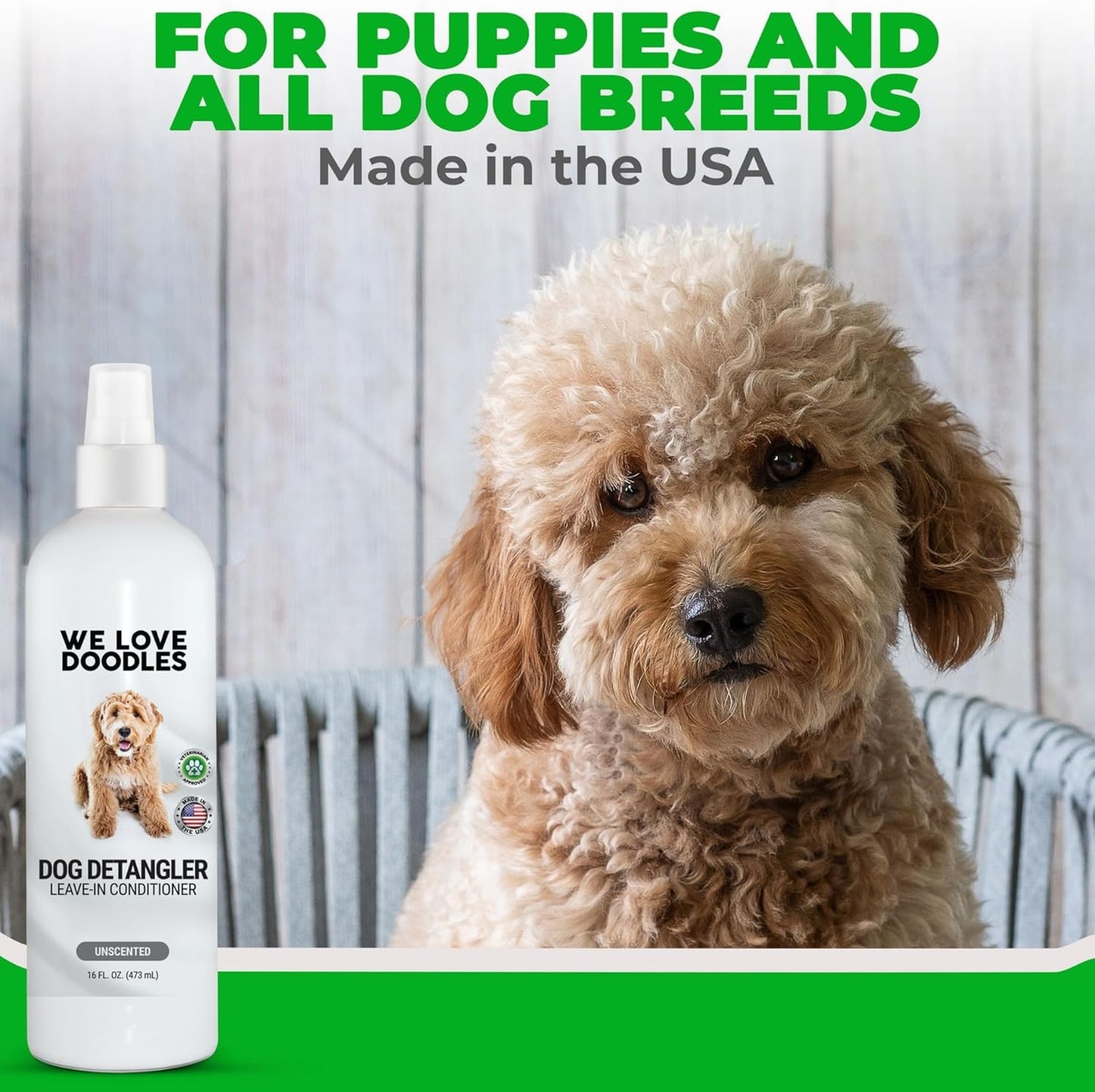 We Love Doodles Dog Detangler Spray - Leave-in Conditioner for Dogs - Dog Detangling Spray - Dematting Spray for Dogs - Tangle Remover - Made in The USA, Large 16 fl oz (Ocean Breeze)