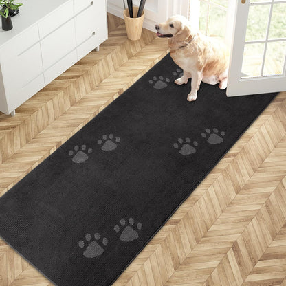 PURRUGS Dirt Trapping Door Mat 20" x 31.5", Non-Skid/Slip Machine Washable Microfiber Entrance Rug, Shoes Scraper, Dog Doormat, Super Absorbent Floor Mat for Muddy Wet Shoes and Paws, Grey