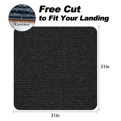 Stair Treads for Wooden Steps Carpet, Non-Slip Stair Runner Indoor Outdoor Stair Tread Mats Covers Pads, 19" x 31"Matching Landing Step Runner for Elders, Kids and Dogs (19" x 31", Black)