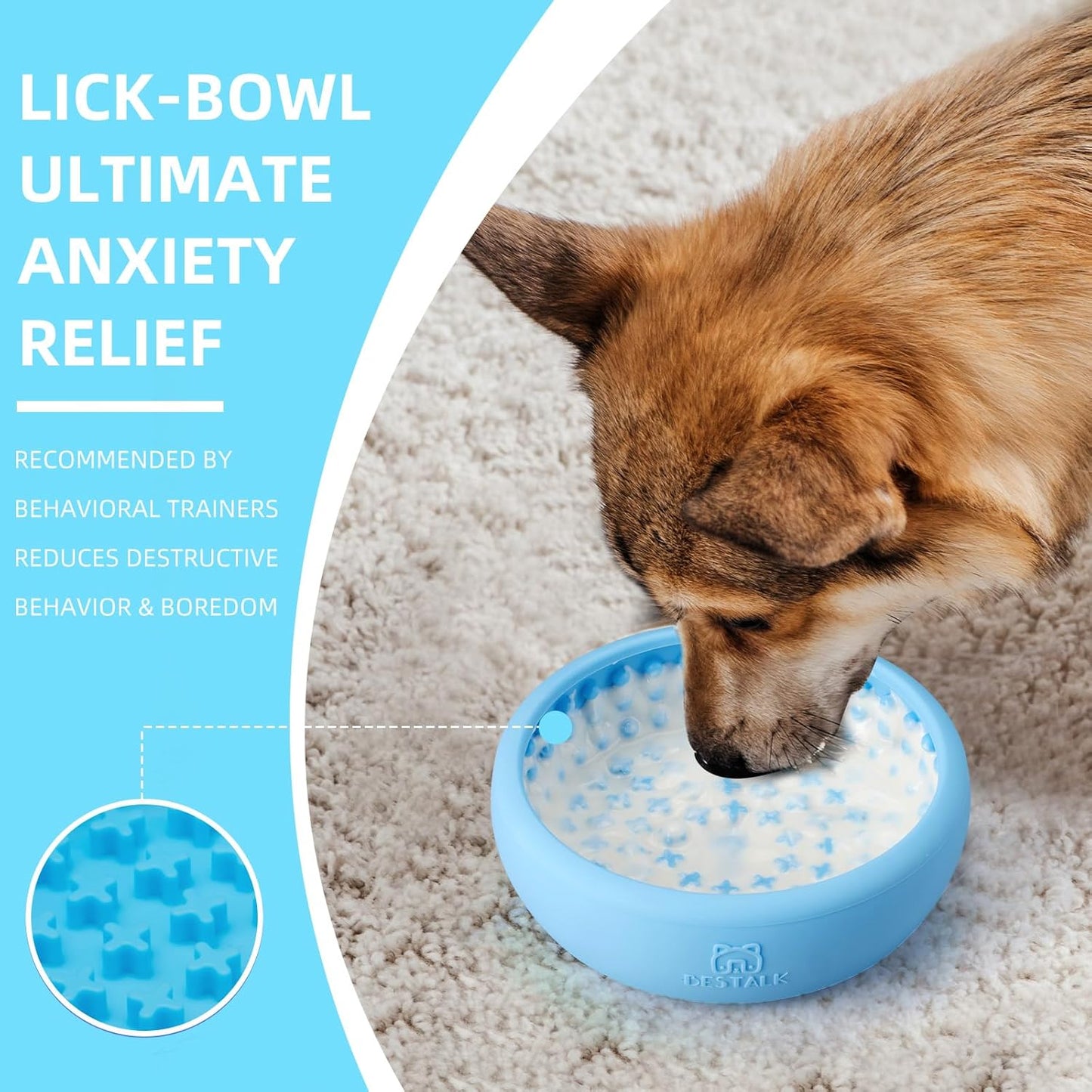 Dog Lick Bowl, Bestalk Anxiety Relief Lick Mat for Dogs, Non-Slip Freeze Licking Bowl Enrichment Puzzle Feeder for Distraction, BPA Free Silicone, Dishwasher Safe(Purple,L)