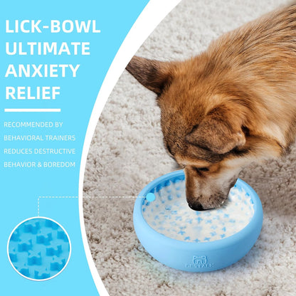 Dog Lick Bowl, Bestalk Anxiety Relief Lick Mat for Dogs, Non-Slip Freeze Licking Bowl Enrichment Puzzle Feeder for Distraction, BPA Free Silicone, Dishwasher Safe(Purple,L)