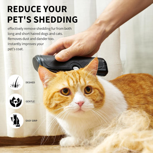 Dog Deshedding Brush & Shedding Blade, Dog Brush for Shedding, Undercoat Grooming Tool for Short & Medium Fur & Double Coats, Replaceable Metal Blade, Black