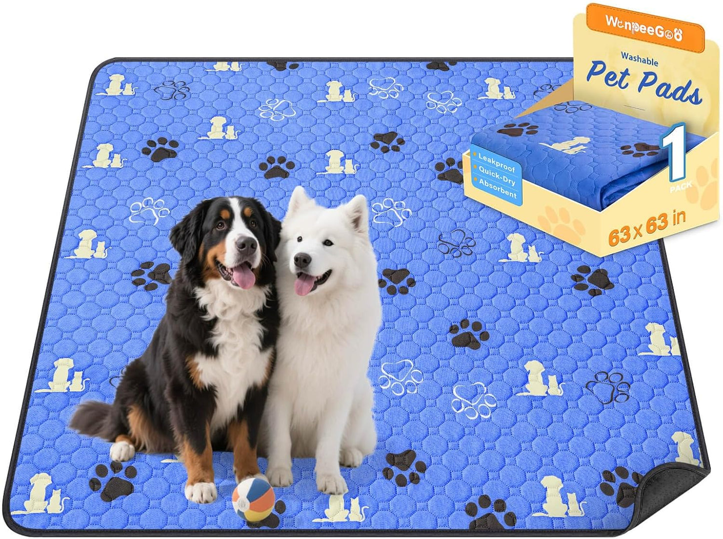 WanpeeGoo Washable Pee Pads for Dogs, 4 Pack Absorbent Reusable Training Dog Pads Pet Puppy Pads, Non-Slip Potty Pads for Whelping, Playpen, Crate, Bed, Grey 18"x24"