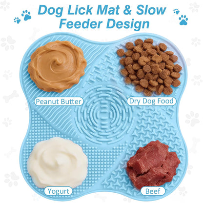 Lick Mat for Small Dogs with Suction Cups, Dog Lick Mat for Anxiety Relief, Slow Dog Feeder and Cat Licking Mat for Boredom Reducer, 1 Pack (Blue)